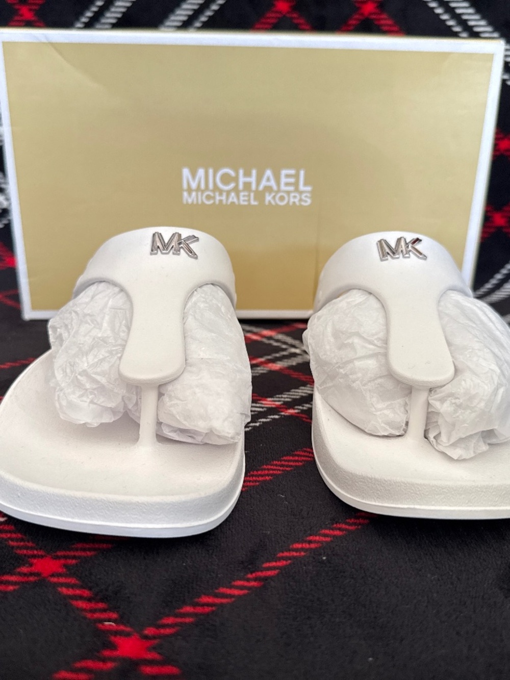 Michael Kors optic white Logo Sandals**
